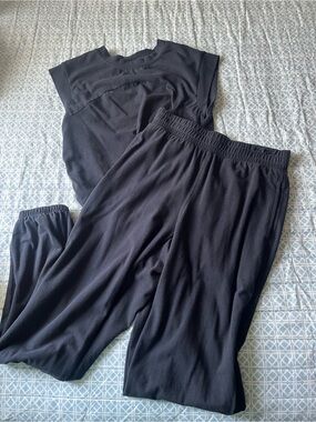Women’s Black Wide-Leg Elastic-Waist Pants